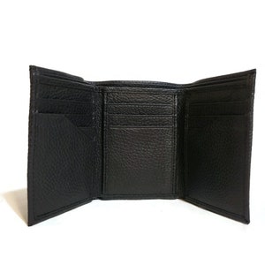 Leather Wallet for men , Trifold,  Minimalist, Slim, For Cards, Handmade, Genuine leather, Black,Gift for him