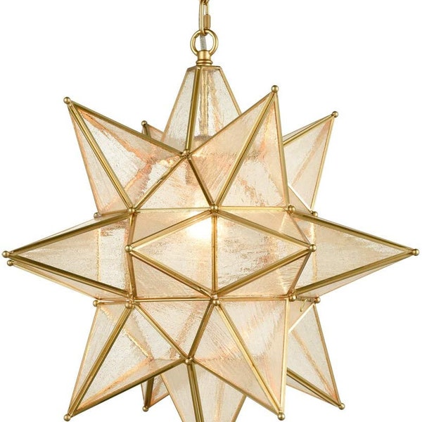 Vicenza Moravian Star Pendant Chandelier Seeded Glass Light 19 Inches