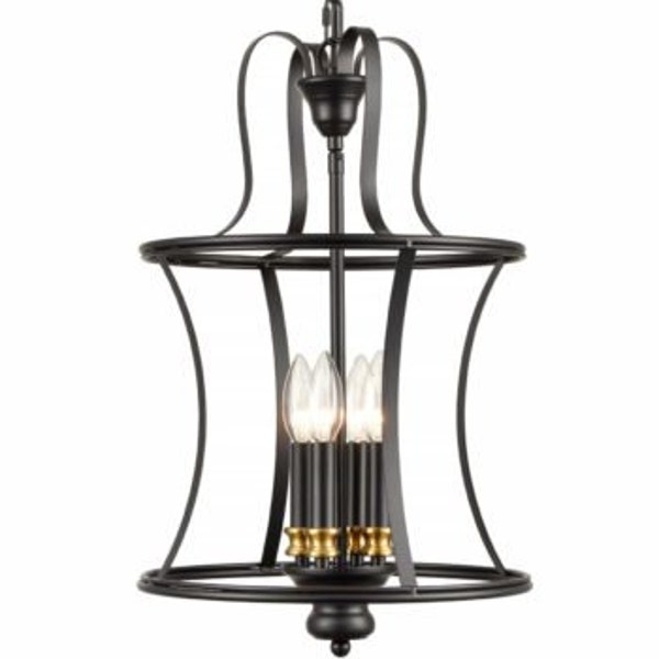 Rivoli Metal Lantern Pendant Light 4-Light Black Chandelier Lighting