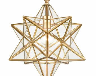 Brescia Modern Moravian Star Pendant Lights Clear Glass Shade, 16 inches