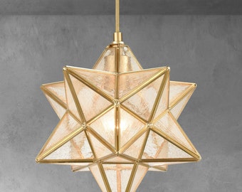 Biella Moravian Star Suspension, abat-jour en verre grainé, 30 cm (12 po.)