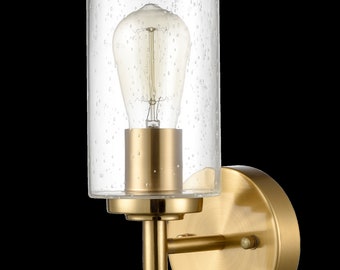 Carrara Modern Industrial Brass Wall Sconces  Bubble Glass Shade Set of 2