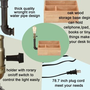 Molise Farmhouse Table Lamp with Wooden Storage Base Plug in Light image 6