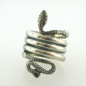 Vintage esterlina plata serpiente envoltura anillo / plata enrollado anillo de serpiente / vintage envoltura anillo de serpiente / 1970s joyería / anillo de declaración
