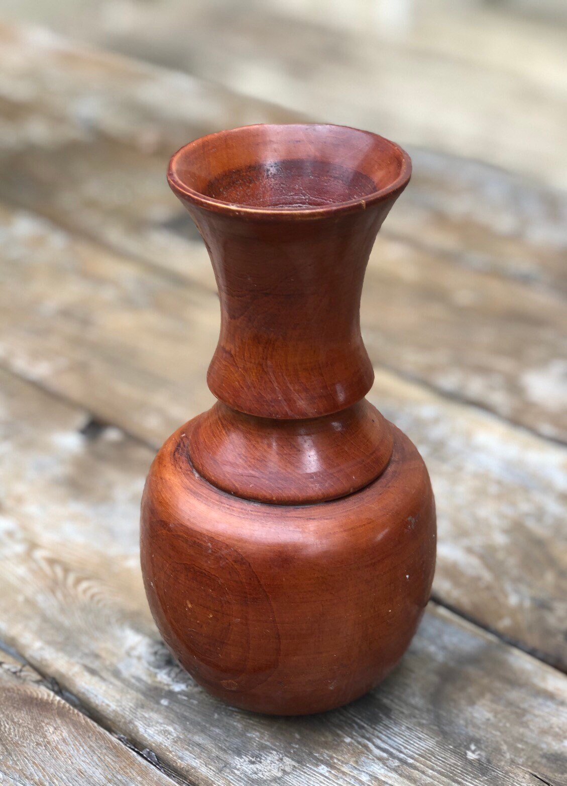 Vintage Wooden Vase - Bud Vase - Hand Turned Wood - Mid