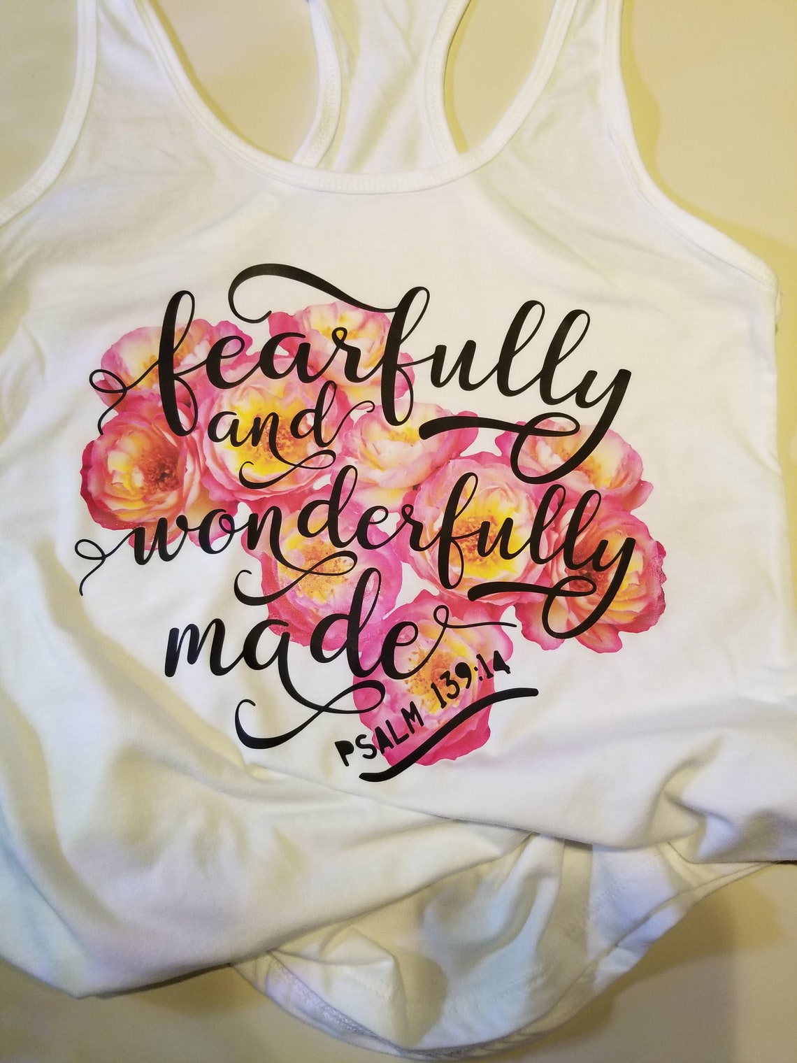 White Racerback Tanktop Fearfully and Wonderfully - Etsy.de