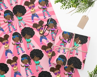 Hip Hop Girls Wrapping Paper African American Girls Wrapping Paper