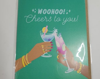 Woo Hoo Cheers to You Any Occasion Card Bachelorette Wedding Promotion Birthday Card