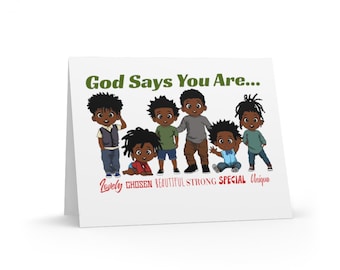 Young Boy's Greeting Card Any Occasion Blank Inside 8 Pack Positive Affirmations for Boys