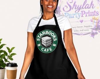 Starbucks Starbooks Cafe Teacher Apron | Coffee Classroom Barista Black Canvas