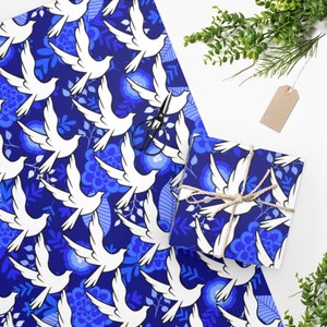 Blue and White Dove Wrapping Paper Blue and White Sorority Inspired