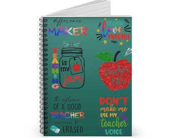 Teacher Chalkboard Phrases Spiral Notebook // Write, Reflect, Educate // Teaching is My Jam Notebook // Teacher Voice