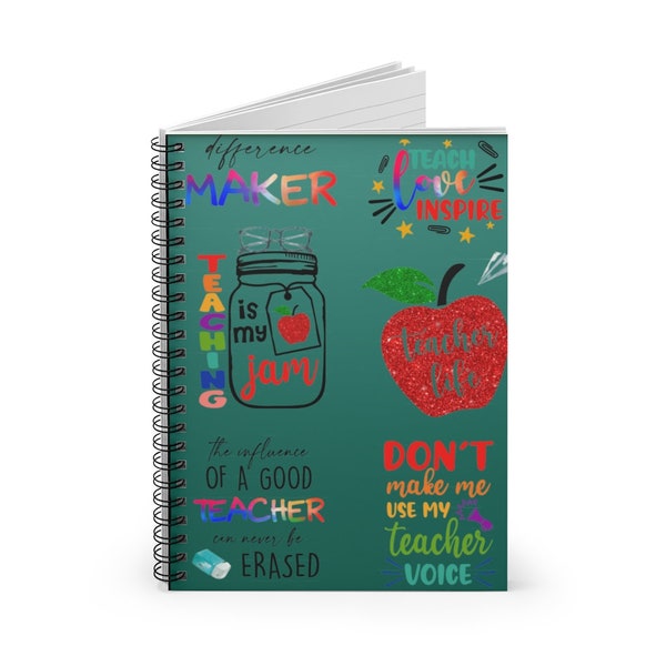 Teacher Chalkboard Phrases Spiral Notebook // Write, Reflect, Educate // Teaching is My Jam Notebook // Teacher Voice