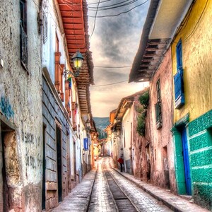 PERU Cusco HDR Colorful Street Walls Photo Print Sunset Street Wall Decor Beautiful Home Furnishing VERTICAL 30 X 45