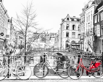 UTRECHT NETHERLANDS BIKE Art Utrecht Red Black and White Photo Print Wall Decor Home Furnishing Wall Art Artwork Holland Paint Palette