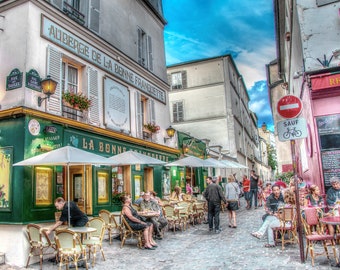 MONTMARTE PARIS FRANCE Cafe Building Paris France Hdr Photo Print Wall Decor Home Furnishing Wall Art French Artwork Montmarte Picture