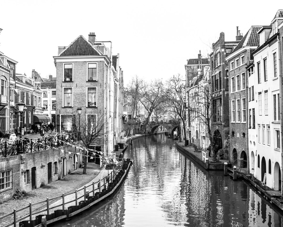 UTRECHT NETHERLANDS CANAL Water Art Utrecht Red Black and White Photo