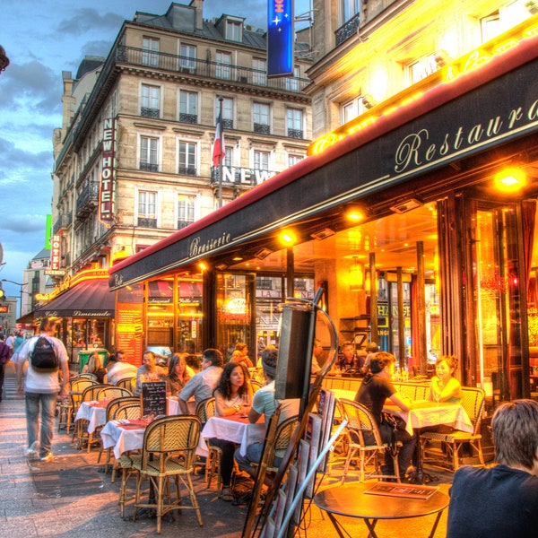 MONTMARTE PARIS FRANCE Cafe Building Night Paris France Hdr Photo Print Wall Decor Home Furnishing Wall Art Français Artwork Painting