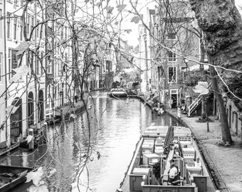 UTRECHT NETHERLANDS BOAT Art Utrecht Red Black and White Photo Print Wall Decor Home Furnishing Wall Art Artwork Holland Painting