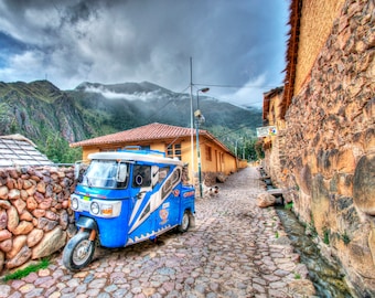 PERU OLLANTAYTAMBO HDR Mini Car Photo Print Mountain View City Street Wall Decor Beautiful Home Furnishing Cusco Sacred Valley