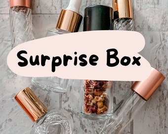 Essential Oil Bottle Surprise Box: Glass Roller & Dropper Bottles