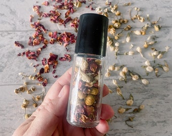 Floral Essential Oil Roller Bottle: Rose Petals, Chamomile & Jasmine