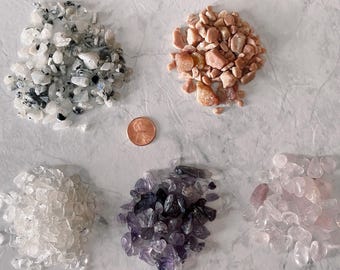 1 oz Crystal Chips: Rose Quartz, Moonstone, Amethyst, Clear Quartz