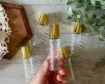 Swirl Glass Roller Bottles Set: Gold Color Cap, Essential Oil Blends (10 ml)