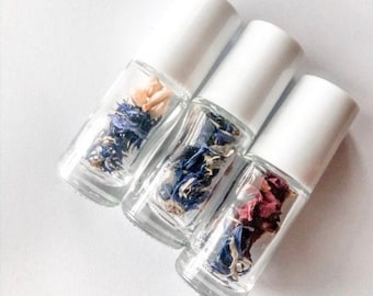 Floral Aromatherapy Roller Bottles Set: Rose, Jasmine, Cornflower (5ml)