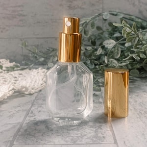 15 ml Glass Geo Spray Bottle: Gold Color Top, Essential Oils, Perfume
