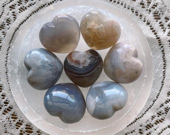 Mini Flower Agate Heart Stone: Tumbled Crystal Gemstone