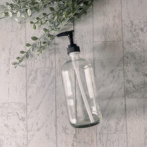 Clear Glass Soap Dispenser: 16 oz Lotion Pump Bottle