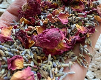 Dried Lavender & Red Rose Petals: Wedding Confetti, Floral Mix