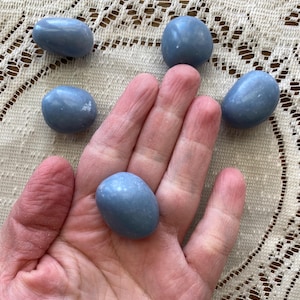 Tumbled Angelite Crystal: Blue Anhydrite Stone, Emotional Support