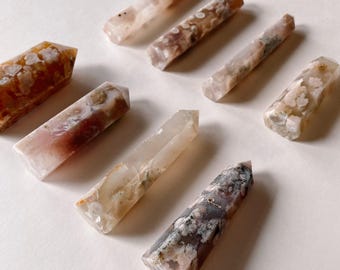 Flower Agate Point: Polished Crystal Tower, Cherry Blossom Stone