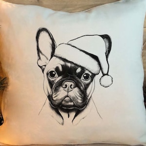 Weihnachts Frenchie Sublimation - Französische Bulldogge in Weihnachtsmütze - Feiertags Design