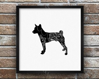 Download Clip Art Art Collectibles Basenji Angel Svg Dog Wings Halo Silhouette Scalable Vector