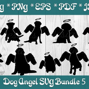 Dog Angel SVG Bundel - Puppy Angel SVG - Dog Angel Silhouette Illustraties #5