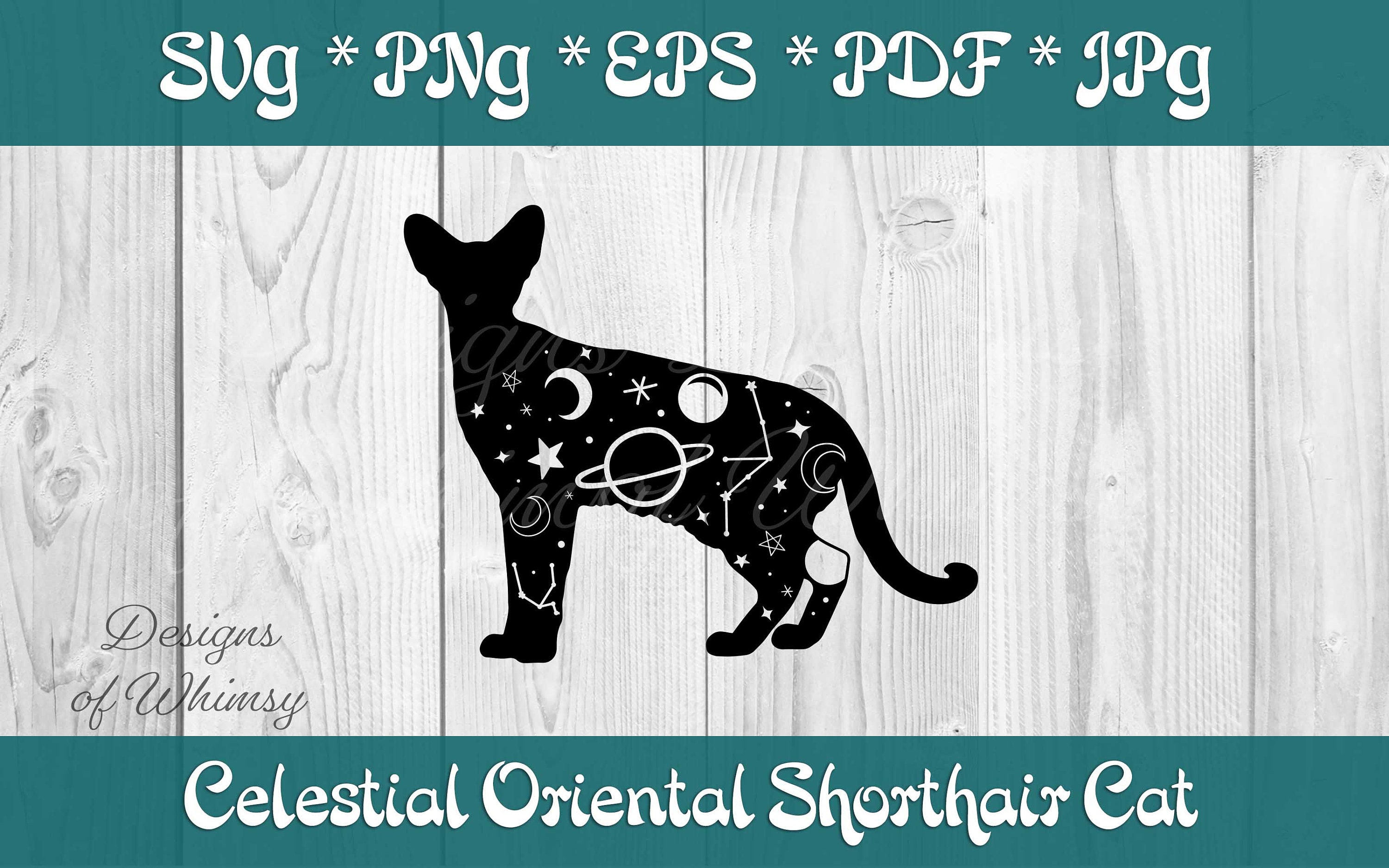 Celestial Cat Clip Art Oriental Shorthair Cat SVG - Etsy UK