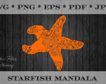 Starfish Mandala SVG Zentangle Cut File Scalable Vector