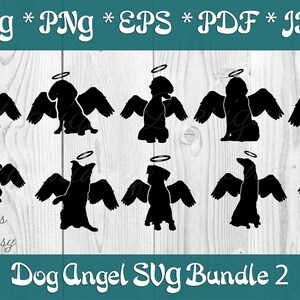 Hund Engel SVG Bundle - Welpen Engel SVG - Hund Engel Silhouette Clip Art #2