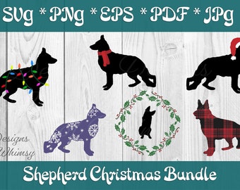 Shepherd SVG Bundle - Christmas German Shepherd Sublimation - Holiday Art Printable