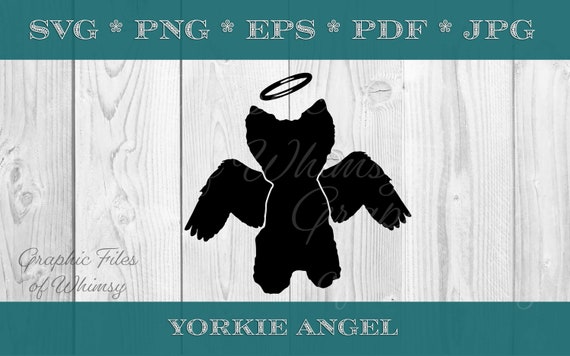 Download Yorkie Angel Svg Yorkshire Terrier Dog Wings Halo Silhouette Etsy