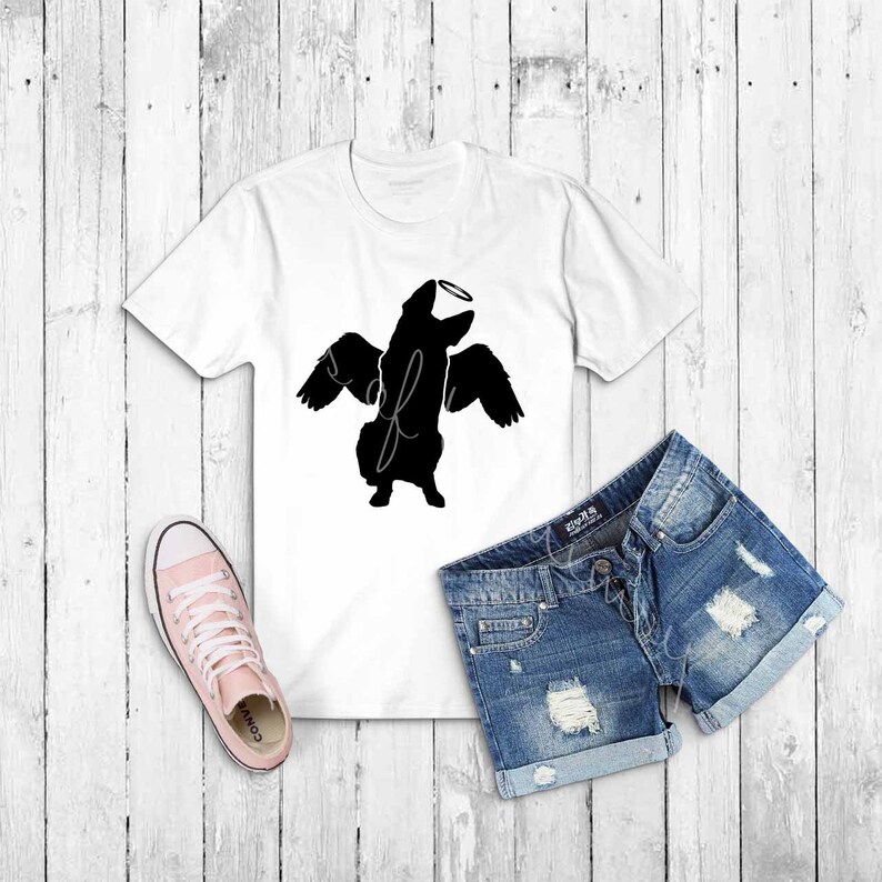 German Shepherd Angel SVG Dog Wings Halo Silhouette Scalable Etsy