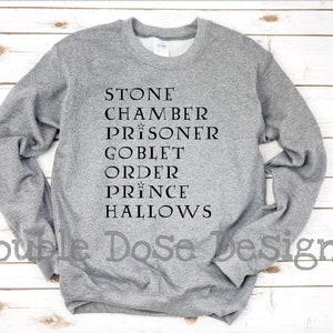 Wizarding Book Series sweatshirt- HP, book lovers, unisex crewneck, wizards, stone, chamber, prisoner, goblet, order, prince, hallows