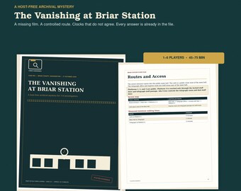 Printable Historical Mystery, Host-Free Detective Game for 1-6 Players, The Vanishing at Briar Station
