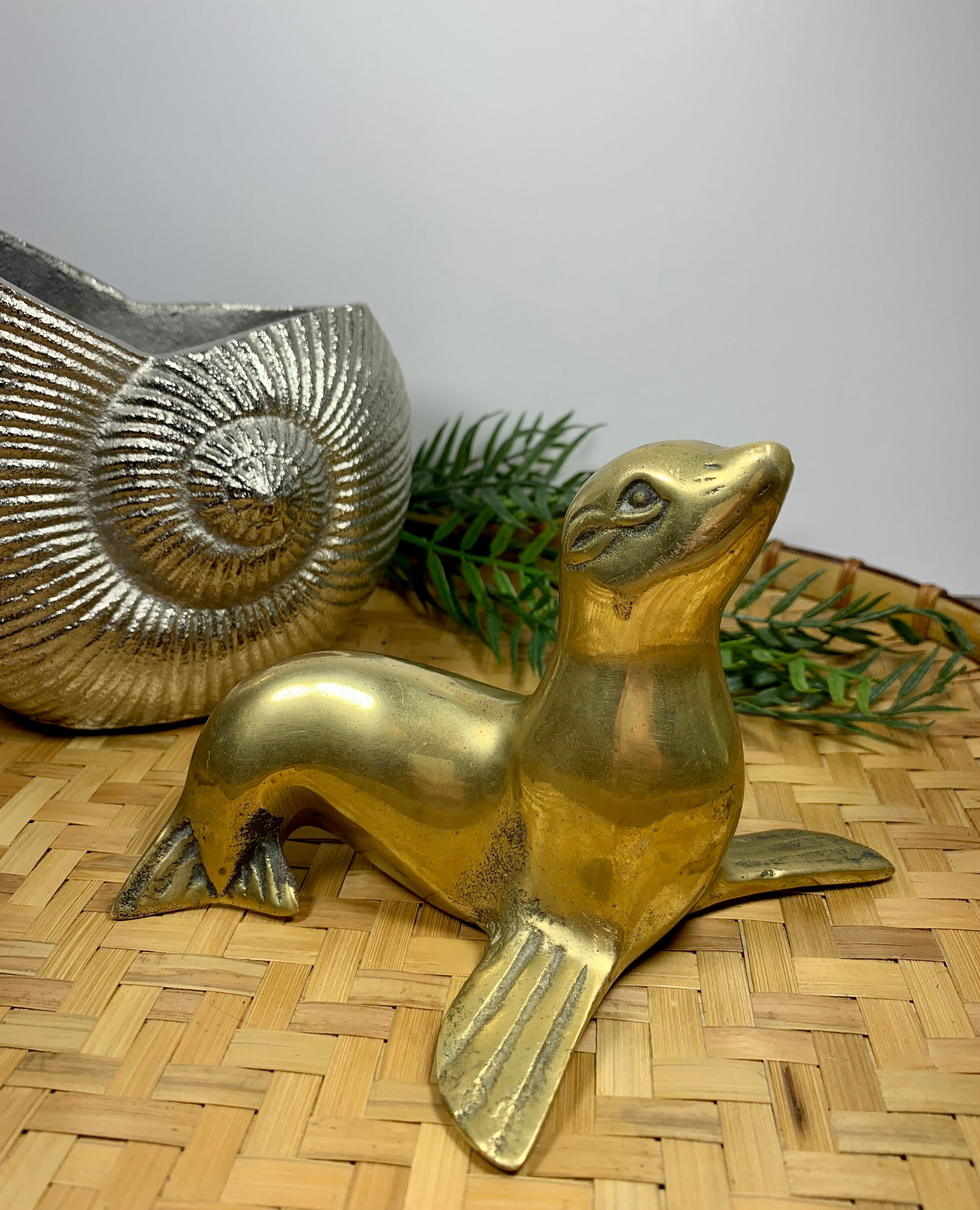 Vintage 3.75 Tall Brass Seal Figurine or Sculpture Etsy