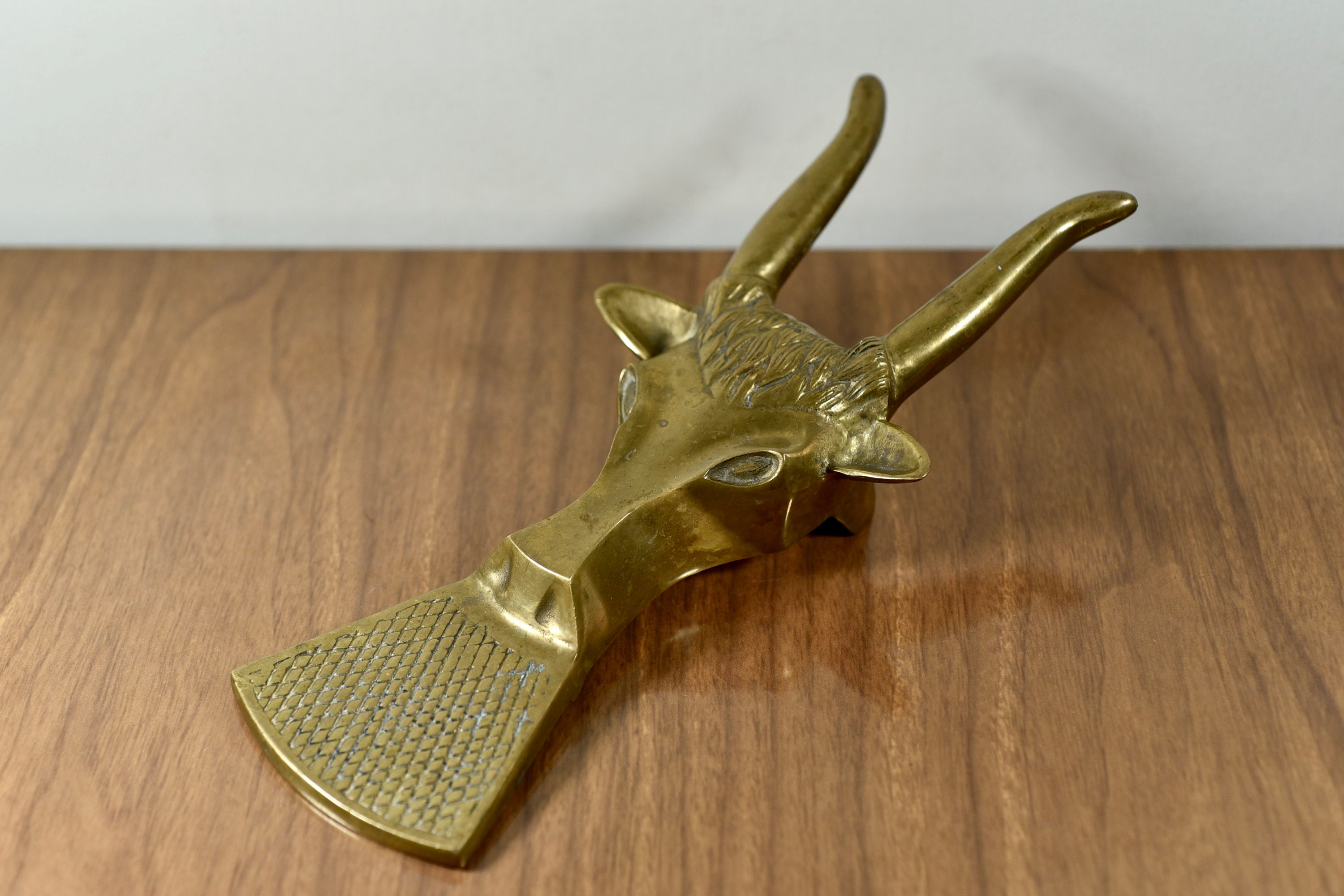Vintage Brass Boot Jack Longhorn Steer Western Style Metal Etsy