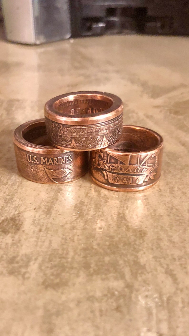 Copper Molon Labe coin ring
