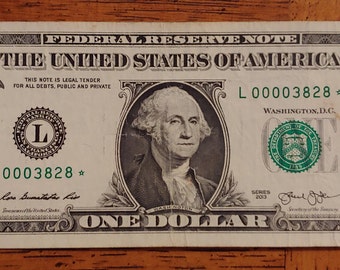 Dollar Bill Art Etsy - 2013 one dollar bill star note